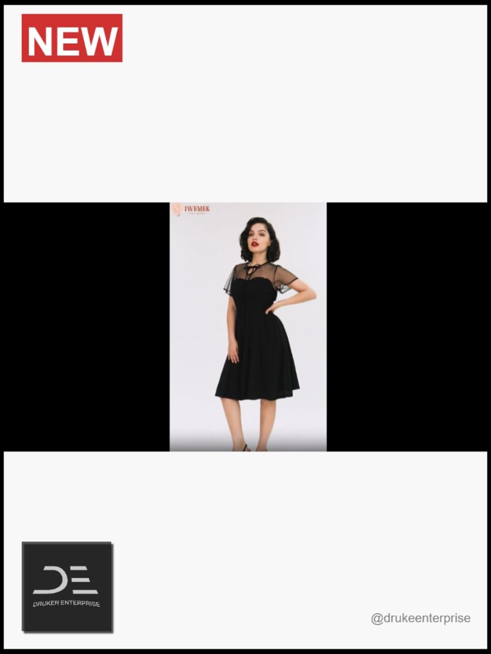 Vintage 1950s Polka Dot A-Line Cocktail Dress with Lace Up Back - Picture 6 of 7